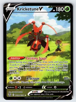 Kricketune V TG12/TG30 2022 Silver Tempest Pokemon Card Ultra Rare Full Art - Nm - Image 1