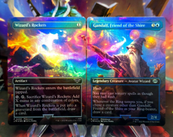 FOIL Gandalf, Friend of the Shire & Wizards rockets LOTR Borderless LIGHT PLAYED - Image 1