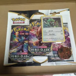 Rebel Clash 3-Pack Blister w/ Rayquaza Promo Factory Sealed Pokemon TCG - Image 1