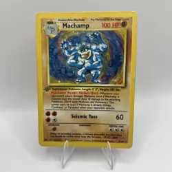 Machamp Holo 1st Edition Gray Stamp Error #8/102 Base Set Pokemon 1999 MP - Image 1
