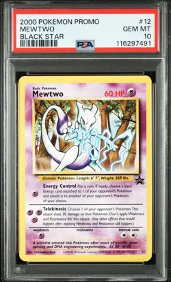 2000 POKEMON PROMO BLACK STAR #12 MEWTWO PSA 10 - Image 1