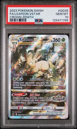 2023 POKEMON SWORD & SHIELD CROWN ZENITH #GG35 FULL ART/LEAFEON VSTAR PSA 10 - Image 1
