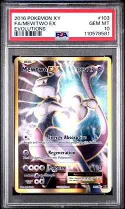 2016 Pokemon XY Evolutions Full Art FA Mewtwo EX 103/108 PSA 10 FA/MEWTWO - Image 1