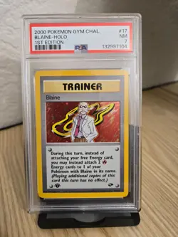 **Pokemon 1st Edition Blaine 17/132 PSA 7 Gym Challenge Trainer Holo Rare! - Image 1