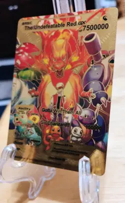 Pokemon- The Undefeatable Red GX-Full Art-Gold Foil Fan Art Card - Image 1
