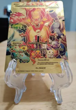 Pokemon- The Undefeatable Red GX-Full Art-Gold Foil Fan Art Card - Image 2