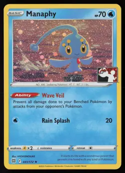 Pokemon Manaphy 041/172 Prize Pack Series Cards Cosmo Holo Pack Fresh - NM - Image 1