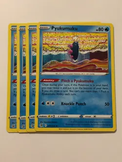 Pokemon Card Fusion Strike 4x Playset Pyukumuku 077/264 Near Mint - Image 1