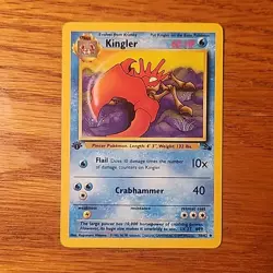 Pokemon Card 1st Edition Kingler 38/62 Fossil WOTC LP-NM - Image 1