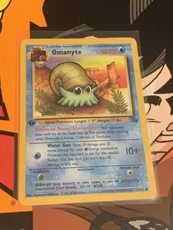 1st Edition Omanyte 52/62, Fossil Pokemon TCG WOTC 1999 Common Mint - Image 2