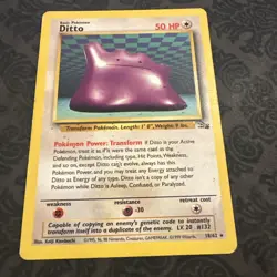 Ditto 18/62 Rare Fossil Unlimited Non Holo Pokemon TCG - Image 1