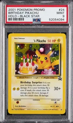 2000 POKEMON PROMO BLACK STAR #24 BIRTHDAY PIKACHU-HOLO PSA 9 - Image 1