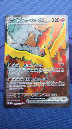 Team Rocket's Moltres EX 208/182 Pokemon TCG Destined Rivals FULL ART Holo - Image 1