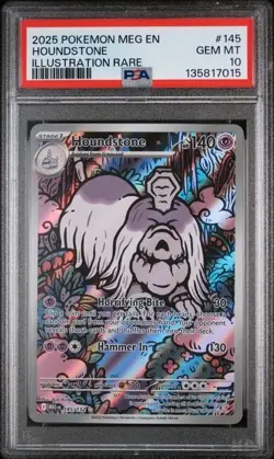 2025 POKEMON MEG EN-MEGA EVOLUTION ILLUSTRATION RARE #145 HOUNDSTONE PSA 10 - Image 1