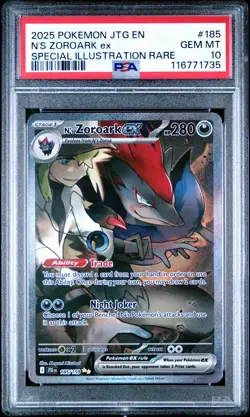 2025 POKEMON JTG EN-JOURNEY TOGETHER #185 N'S ZOROARK EX PSA 10 - Image 1
