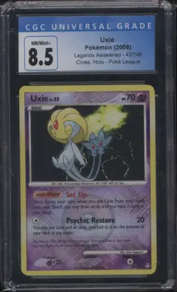 2008 Pokemon Legends Awakend Uxie Crosshatch Holo League #43/146 CGC 8.5 - Image 1