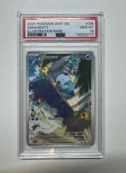 Oshawott 105/086 Illustration Rare IR Pokemon White Flare PSA 10 - Image 1