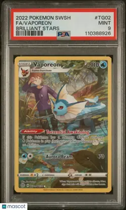 Vaporeon PSA 9 2022 Pokemon Sword & Shield Brilliant Stars #TG02 TG02/TG30 - Image 1