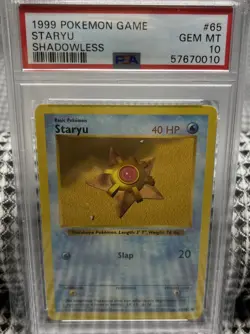1999 Pokemon Base Set Unlimited Shadowless STARYU 65/102 - PSA 10 GEM MINT ?? - Image 1