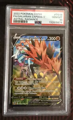 2022 Pokemon Astral Radiance Full Art #TG19 GALARIAN ZAPDOS: PSA 10 Gem Mint - Image 1