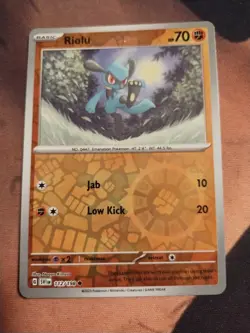 Pokemon TCG Riolu Scarlet & Violet Base Set 112/198 Reverse Holo Common-NM - Image 1