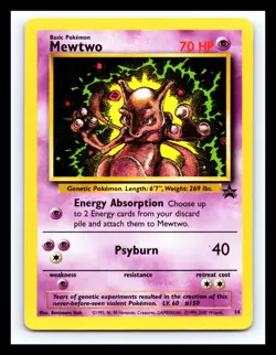 💥 1999 Pokemon Wizards Black Star Promos Mewtwo #14 Non Holo Rare - Image 1