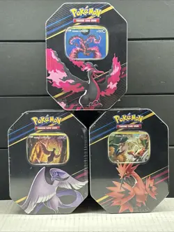 Pokemon TCG: Crown Zenith Tin Set of 3 - Articuno - Zapdos - Moltres NEW SEALED! - Image 1