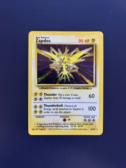 1999 Pokemon Zapdos 16/102 Base Set Unlimited Holo NM - Image 1