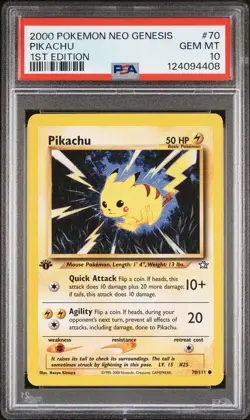 2000 POKEMON NEO GENESIS 1ST ED #70 PIKACHU PSA 10 - Image 1
