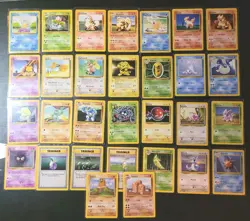 30 Vtg 1999 ONLY Base Set Pokemon Cards Original Lot Commons, no dupes! - Image 1