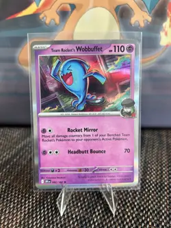 Team Rocket's Wobbuffet 82/182 Pokemon Destined Rivals Holo NM Pokemon TCG Card - Image 1