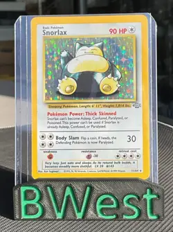 Snorlax 11 LP Base Set Holo Rare Pokemon Card TCG 1999 - Image 1