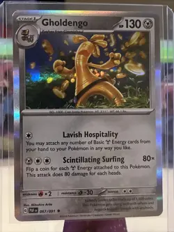 Pokemon TCG Gholdengo Scarlet & Violet Paldean Fates 067/091 Holo Rare Card NM - Image 1
