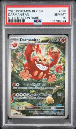2025 POKEMON BLK EN-BLACK BOLT ILLUSTRATION RARE #098 DARMANITAN PSA 10 GEM MINT - Image 1