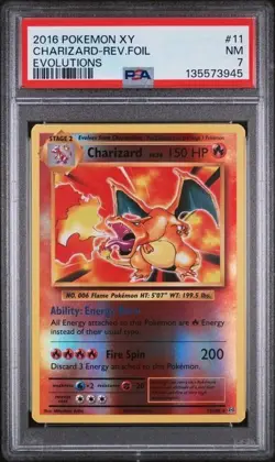 2016 POKEMON XY EVOLUTIONS #11 CHARIZARD-REVERSE FOIL PSA 7 - Image 1