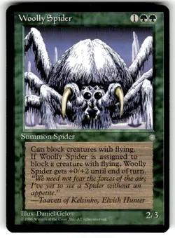 1995 MTG Magic the Gathering Ice Age Woolly Spider Green Magic Card - Image 1