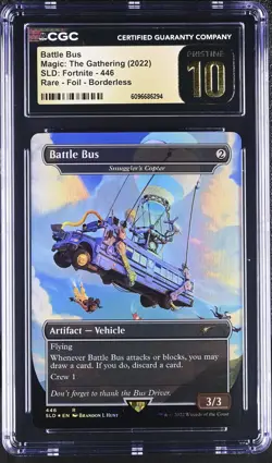 BATTLE BUS Secret Lair Foil Fortnite Smuggler's Copter CGC Pristine 10 MTG - Image 1