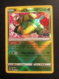 Pokemon TCG Radiant Venusaur Holo Card Pokemon Go 004/078 Rare - Image 1