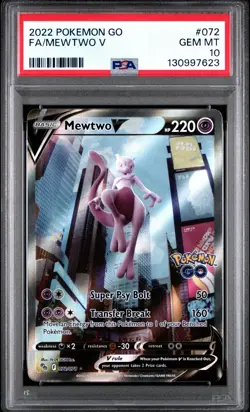 2022 Pokemon Go Full Art Mewtwo V 072/078 PSA 10 - Image 1