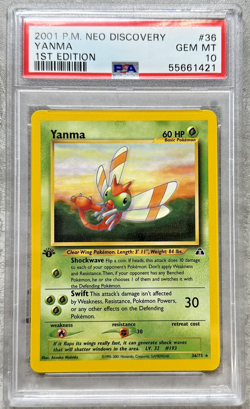 Pokemon Card 1st Edition Yanma PSA 10 Gem Mint, Neo Discovery #36, 2001 - Image 1
