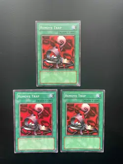 Yugioh Remove Trap SDK-048 Unlimited Edition Common Damaged X3 - Image 1