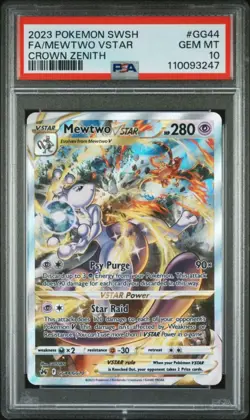 PSA 10 Mewtwo Vstar GG44/GG70 - 2023 Crown Zenith Alt Art Rare Pokemon Card - Image 1