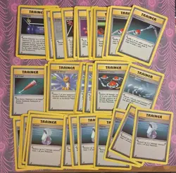 40 Pokemon TCG Base Set Trainer Cards (1999) w Complete List of Included Cards - Image 1