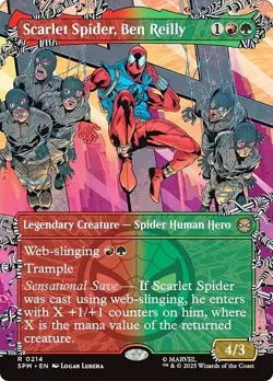 Borderless SCARLET SPIDER, BEN REILLY mtg NM-M Spider-Man Rare Web-Slinger - Image 1