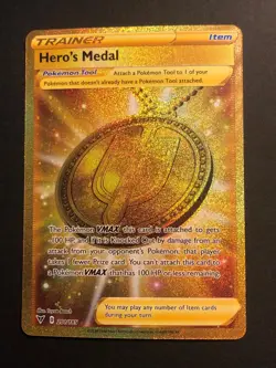 Hero's Medal - 201/185 - Secret Rare Sword & Shield: Vivid Voltage Pokemon NM - Image 1