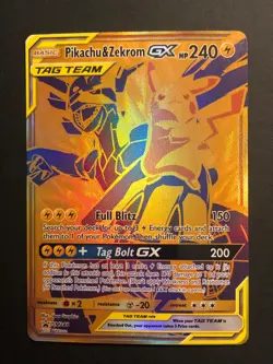 Pikachu & Zekrom GX Pokemon Tag Team SM248 Gold Holo Promo NM - Image 1