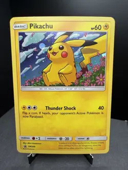 Pokemon TCG Sun & Moon Pikachu SM206 Black Star Promo Cosmos Holo SWIRL NM! - Image 1