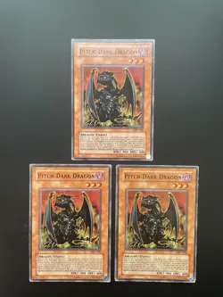 Yugioh Pitch-Dark Dragon MFC-008 Unlimited Edition Common Damaged X3 - Image 1