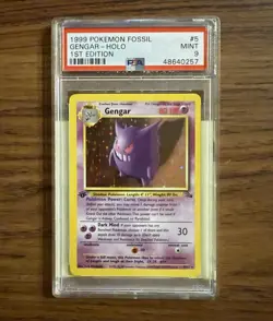 Pokemon Gengar Holo Rare 1st Edition 5/62 Fossil 1999 PSA 9 Mint Graded Card - Image 1