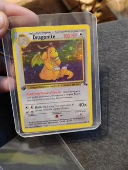 Pokemon TCG Dragonite Fossil Holo Card 4/62 1st Edition Holo Rare, LP Condition - Image 1